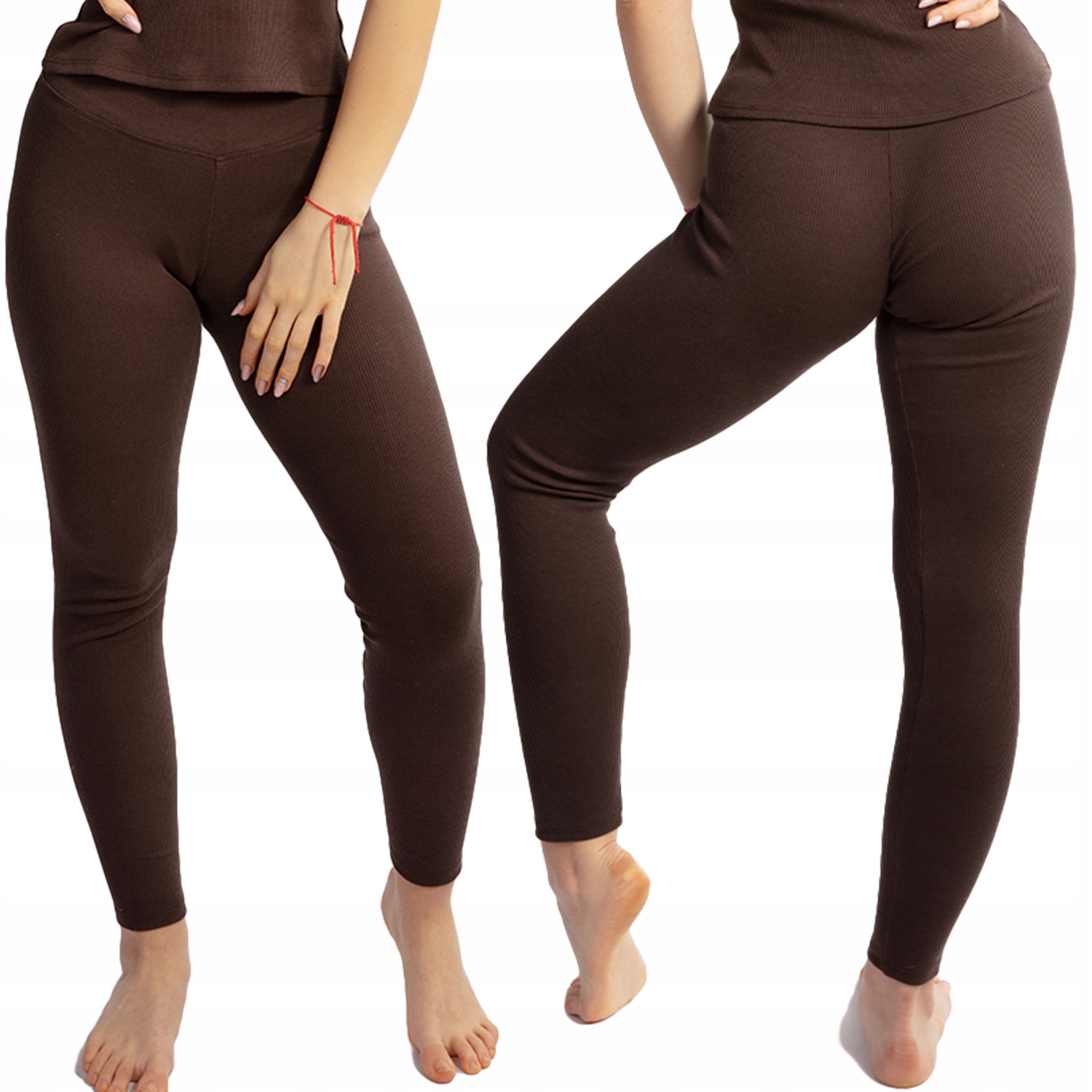 Dkaren Halima-Le čokoláda 2XL proužkované hnědé dámské klasické Legíny