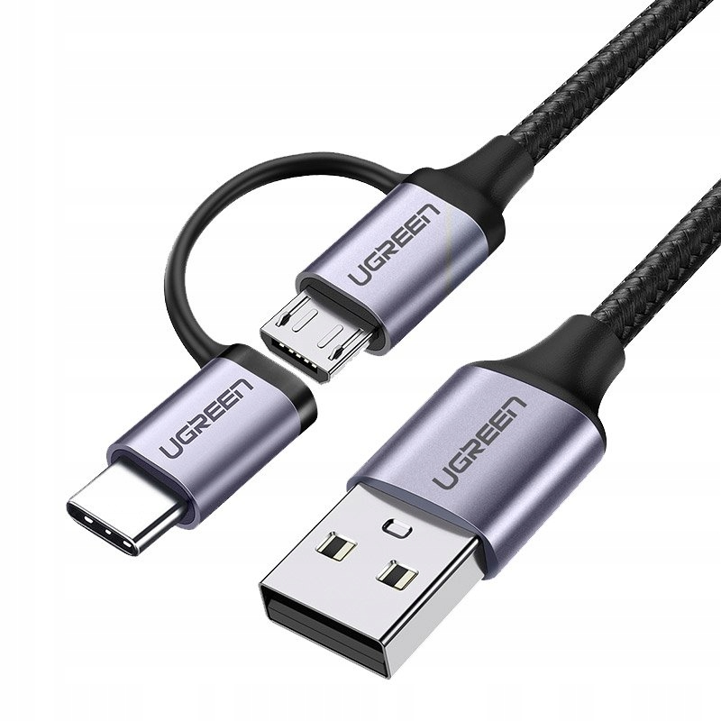 

Ugreen Kabel 2w1 Usb Na Micro Usb I Typ-c 1M 2,4A