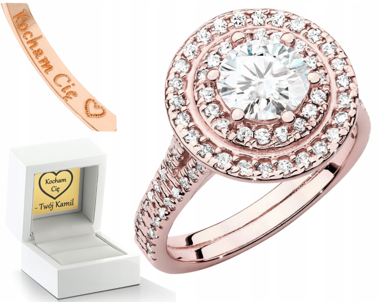 Růžové Zlato Prstýnek Diamanty Lab 1,63 Ct Dárek Drť 585