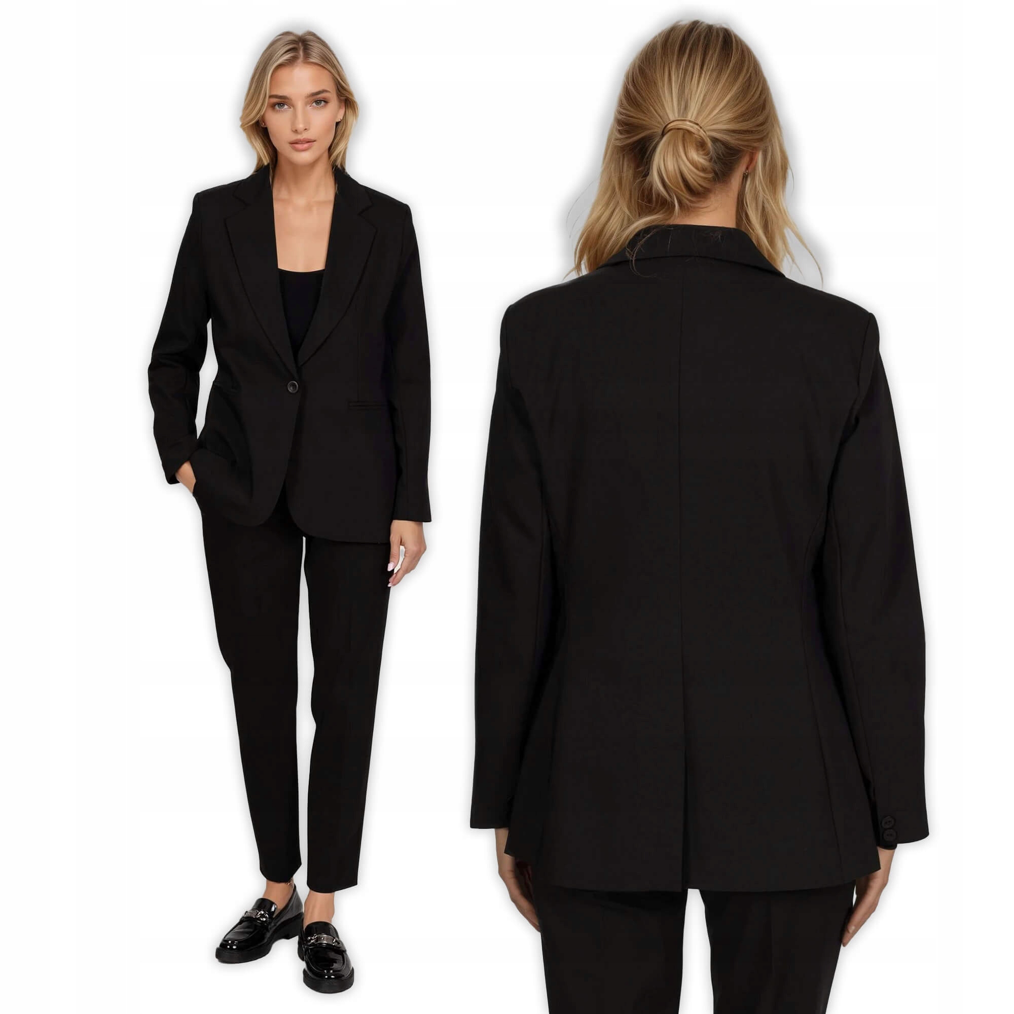 Klasická sako námořnická bunda Bb s vypasovaným zapínáním na knoflík, černá 42