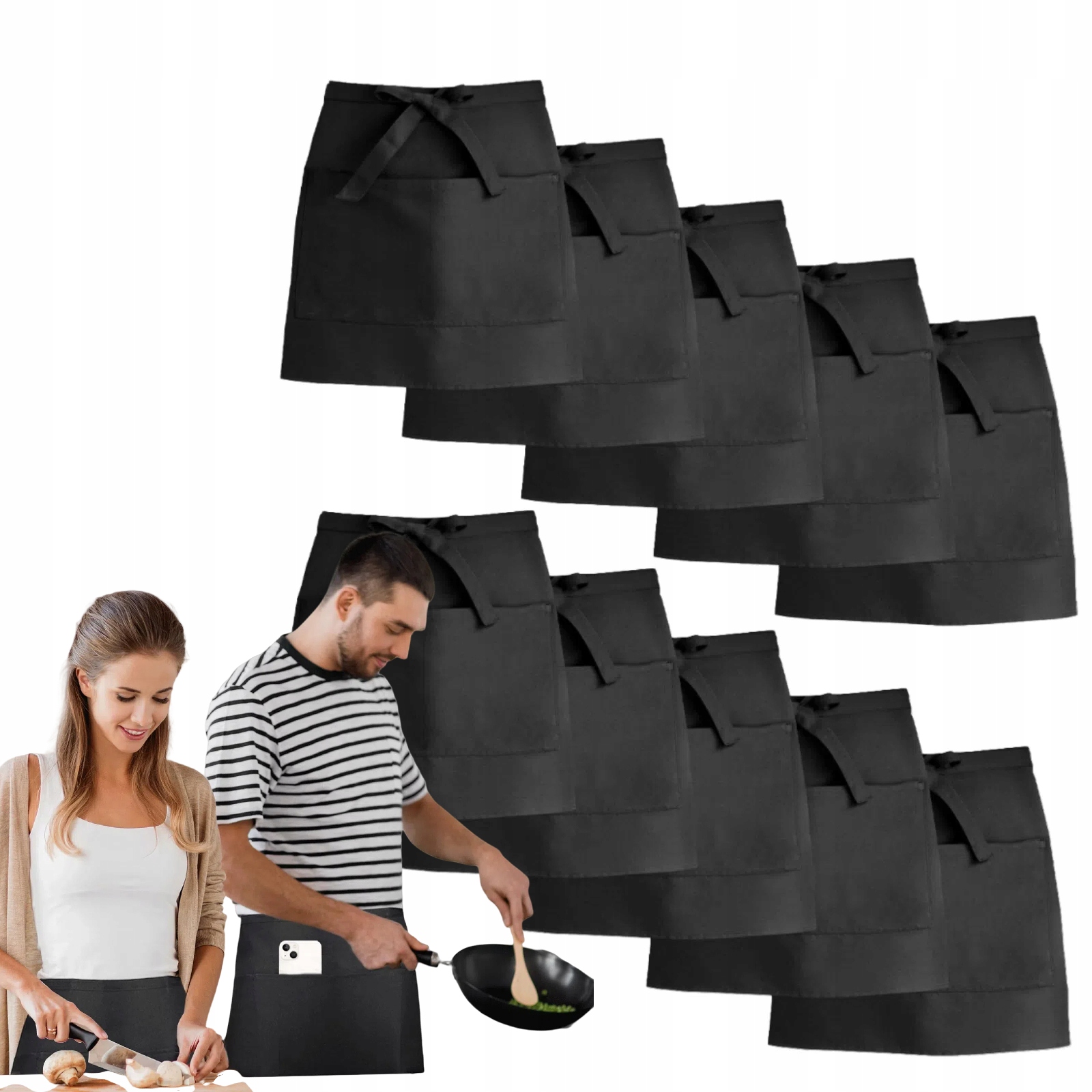 Zástěra číšnická barmanská černá 10x Zástěra