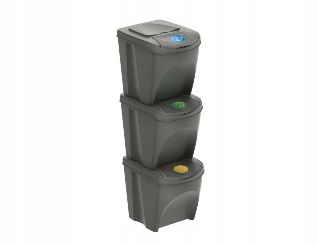 Odpadkový koš 3x 25 l, tříděný, modrý, zelený, žlutý