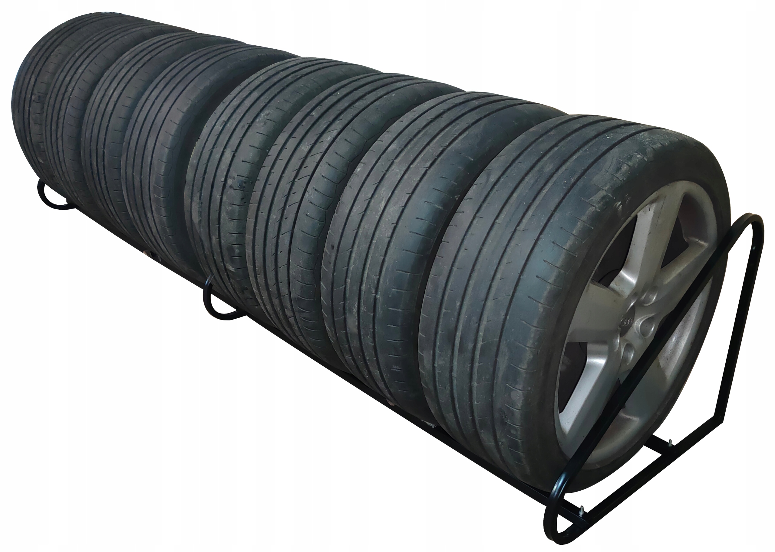 Věšák Na 8 x Pneumatiky Kola Stojan Pro Garáž 8x250 Ráfky regál Hmoždinky montáž