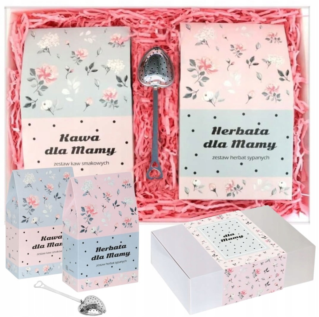 Box Pudełko Kosz Dla Mamy MIX 10 Smaków Kaw I 10 Smaków Herbat Zaparzacz