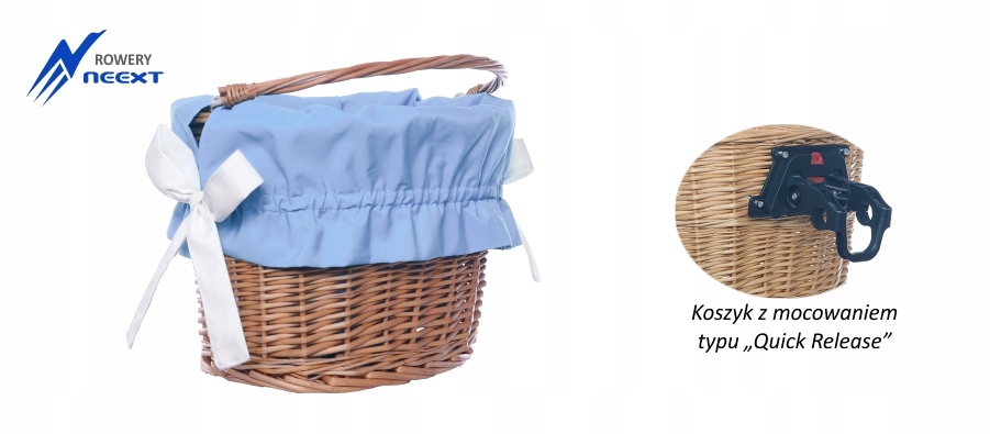 Koszyk wiklinowy rowerowy na CLICK z wkładem mat