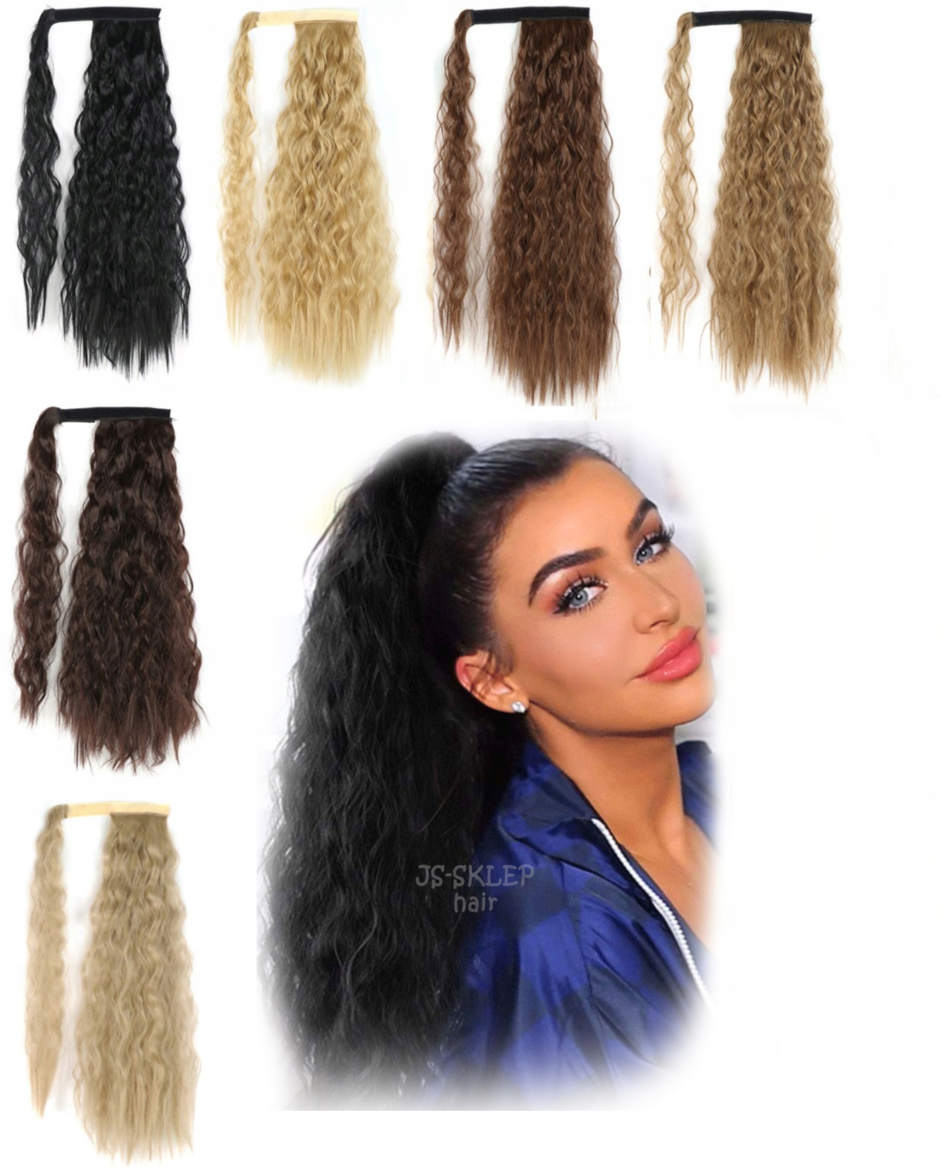 

Doczepiany Kucyk kitka 60cm Dopinka Fale Curly