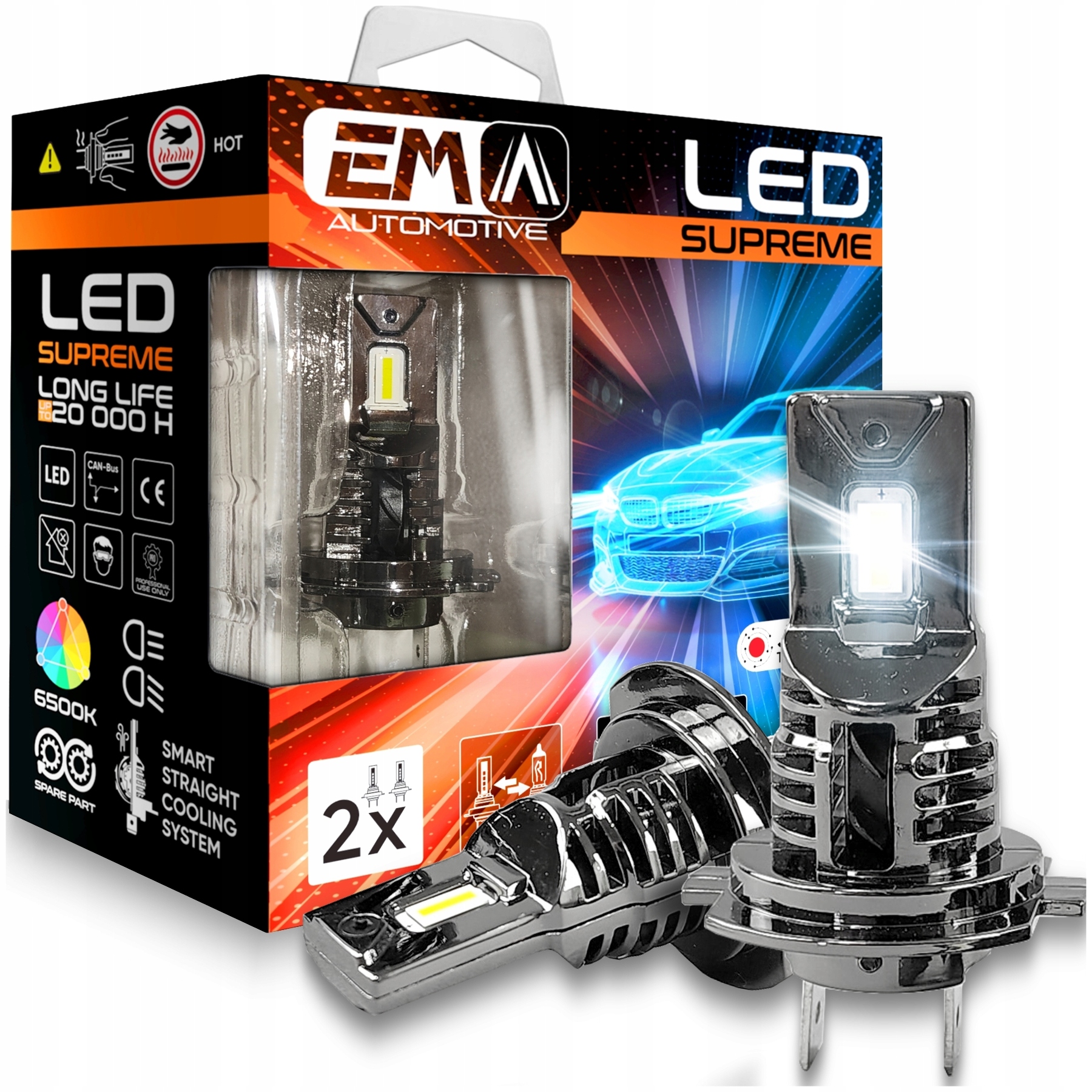 ŻARÓWKA H7 LED HOMOLOGACJA E4 SAMOCHODOWA 6500K RETROFIT CANBUS MOCNE ...
