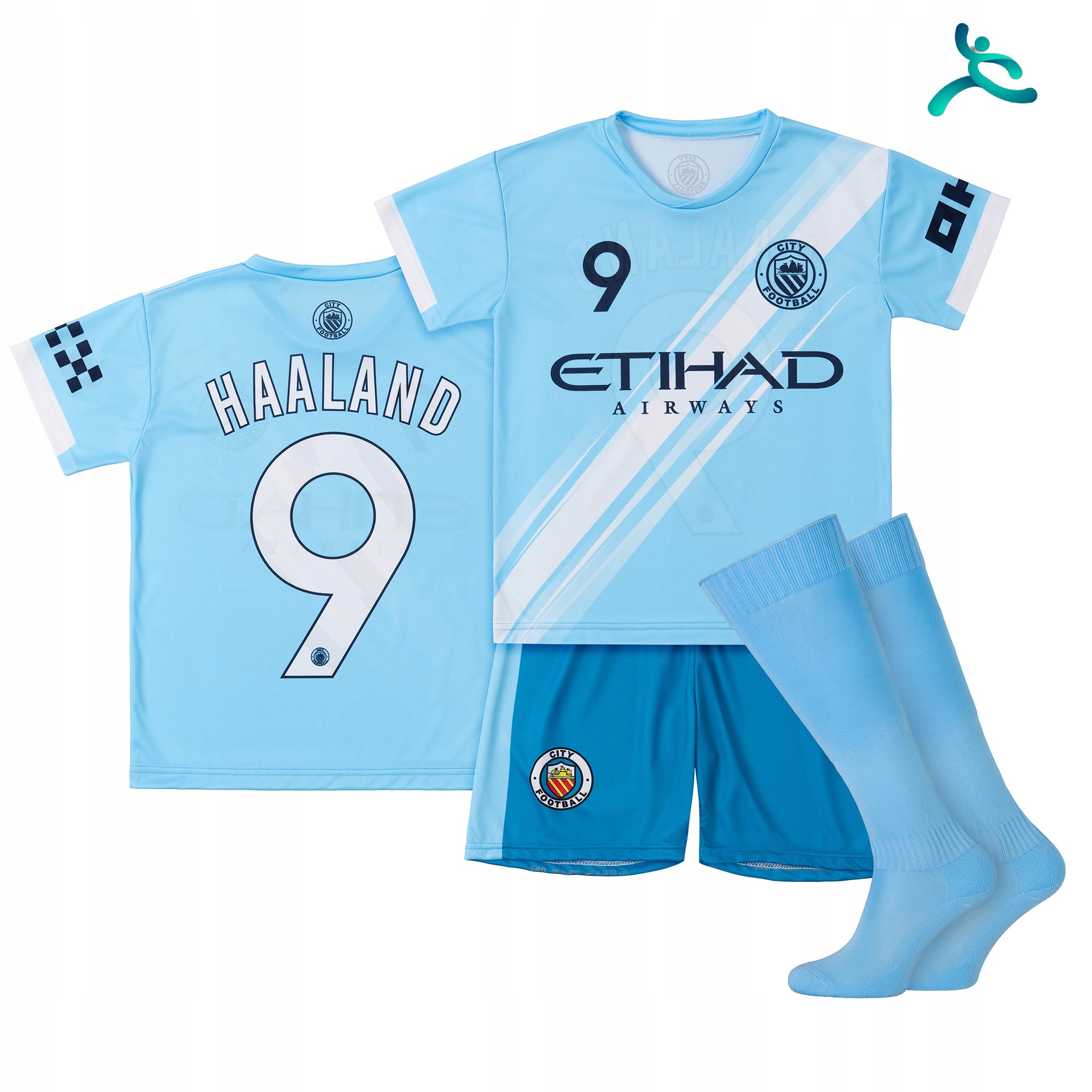 Strój komplet piłkarski getry Haaland rozm. 110