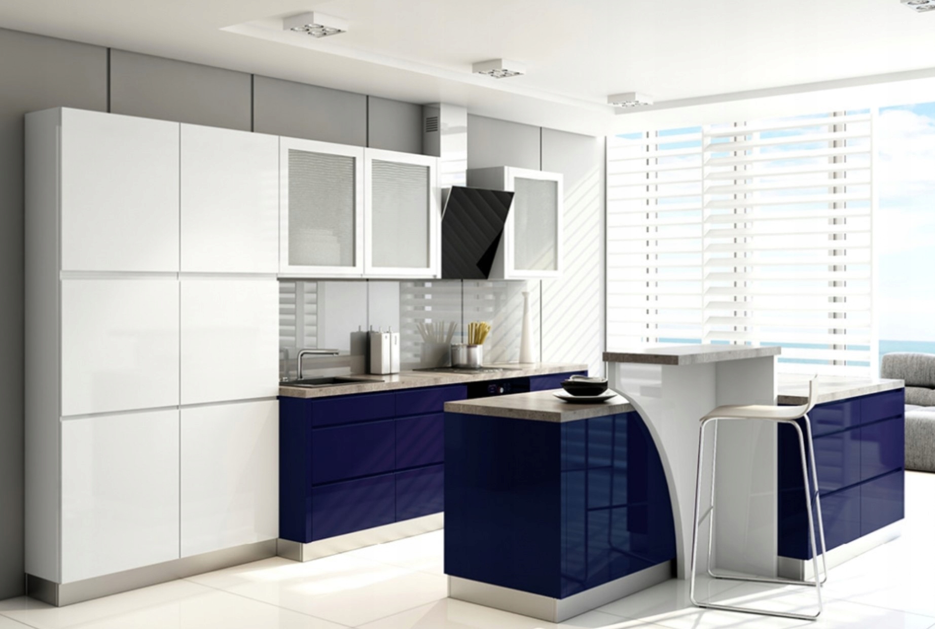 Projekt Wycena Meble Kuchenne LAMIJA BLUE połysk