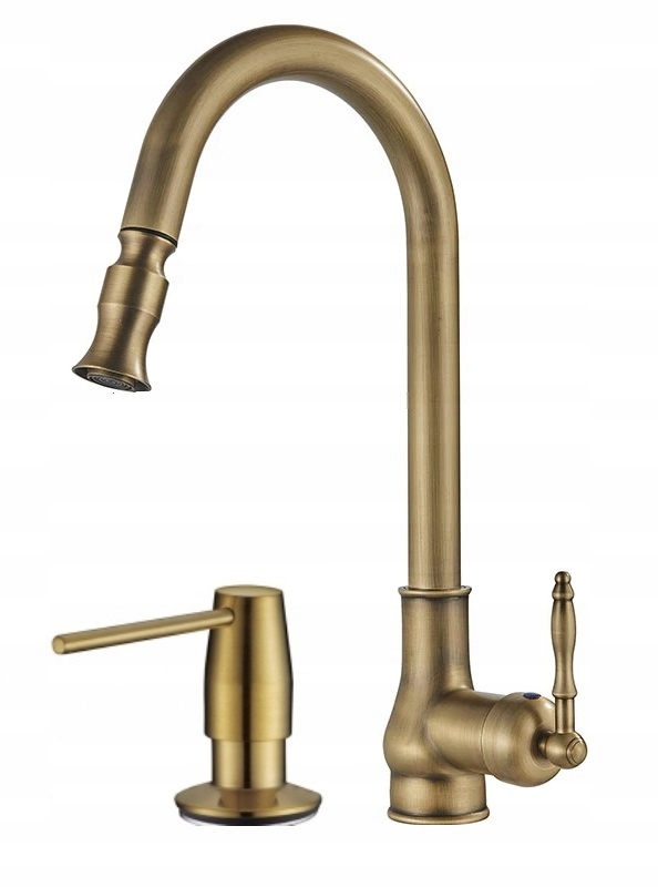 Kuchynská batéria Kran Retro Mosadz Vyťahovacia Mosadzná Ww výtoková Dávkovač