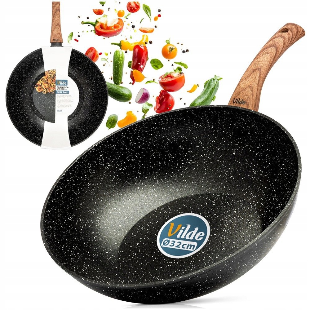 Granitový Wok velká hluboká pánev na smažení dušení 32 cm Vilde