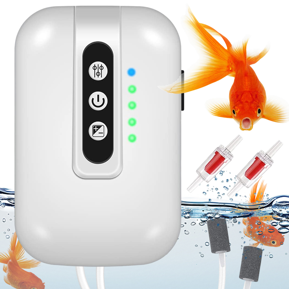 Levně Provzdušňovač Akvária S Výkonnou Pumpou 2 Otvory 2W 3L/min 4800MAH Usb