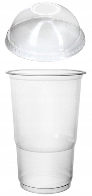 KUBKI plastikowe do Bubble Tea + WIECZKA z otworem 400ml Ø95mm 50szt