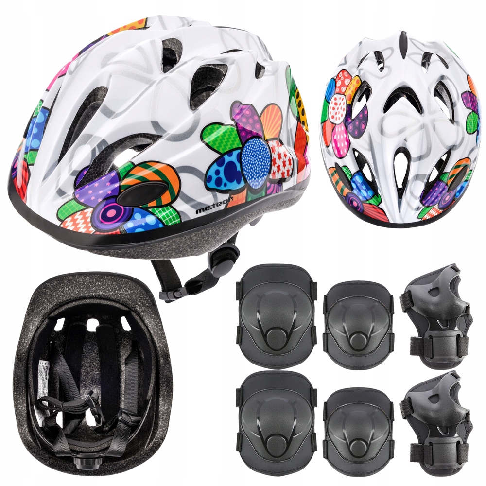 Kask Rowerowy Dziecięcy Z Regulacją Ochraniacze Komplet Na Deskorolkę S
