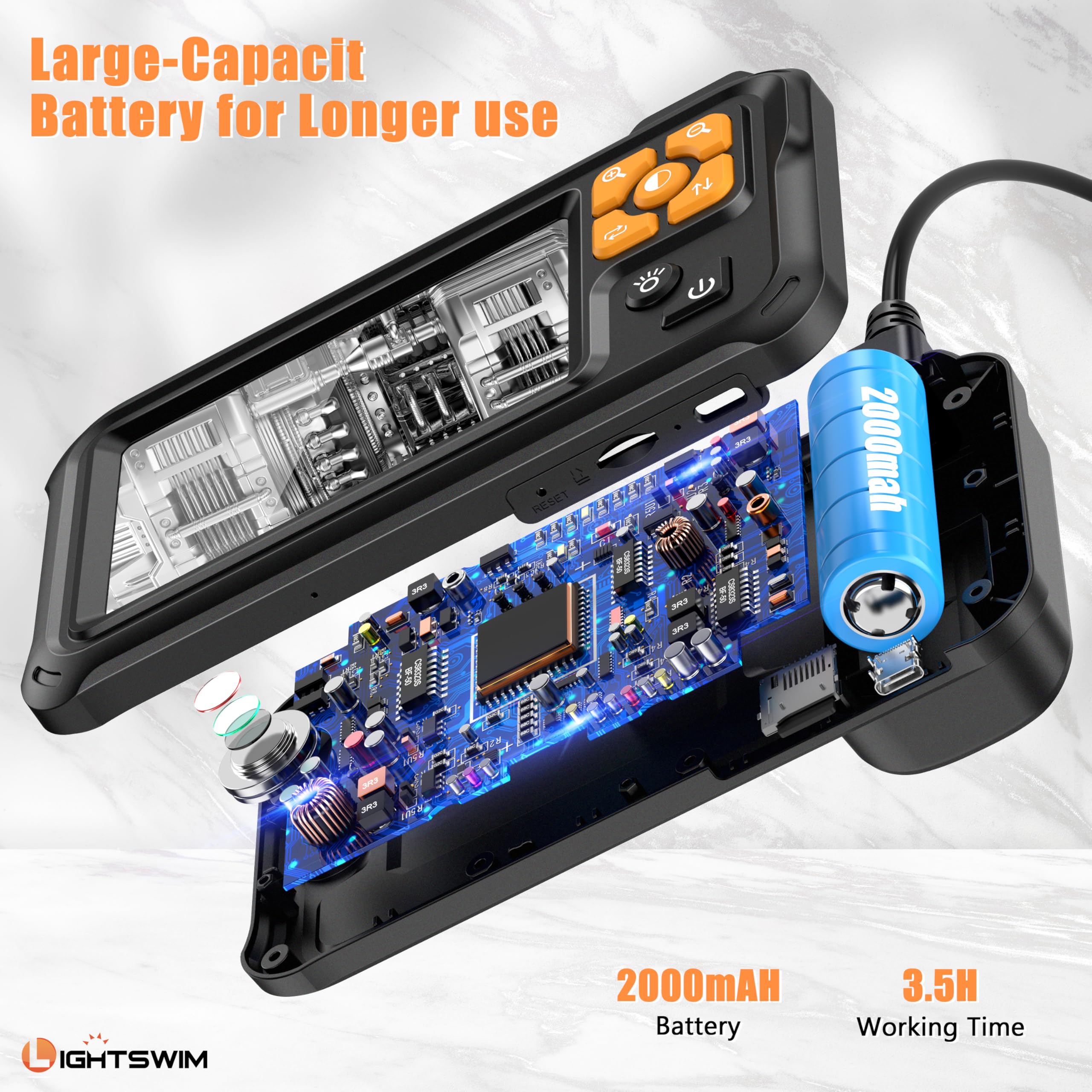 LIGHTSWIM Kamera Inspekcyjna HD 1080P 5m IP67 Wodoodporna 8 LED — miniatura 6