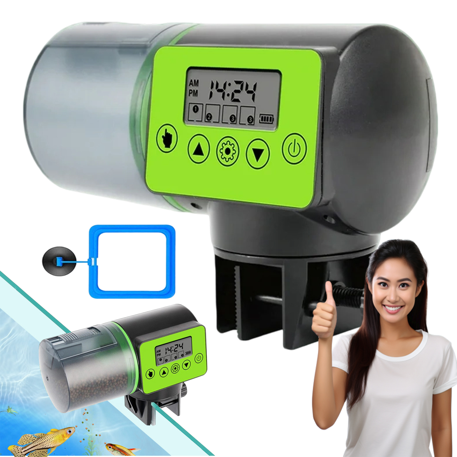 Levně Automatické Krmítko Do Akvária LCD 200 ML Dávkovač Práškové Vločky Pelet