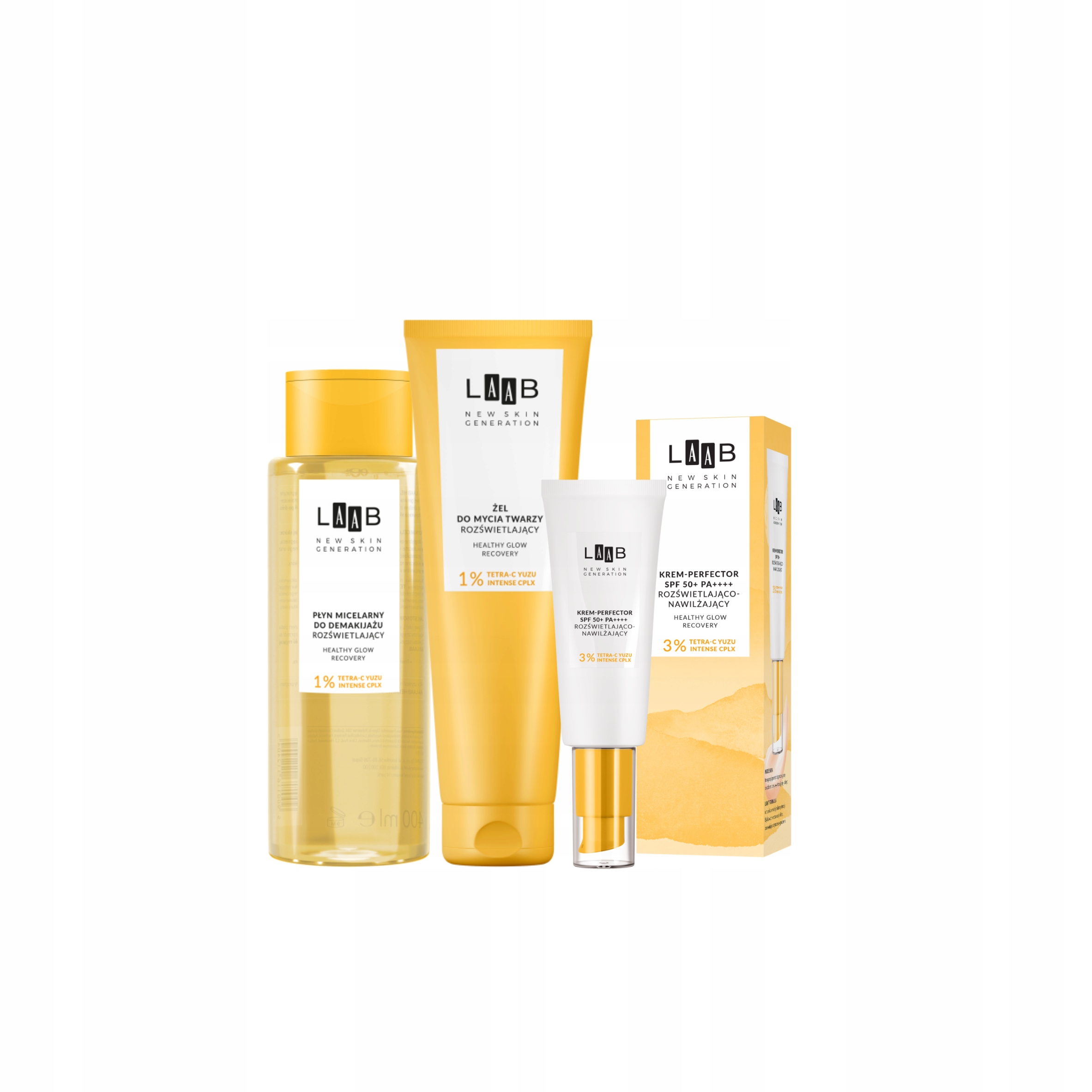 Zestaw Aa Laab Tetra-C Yuzu Płyn micelarny Żel do twarzy Krem Spf 50+