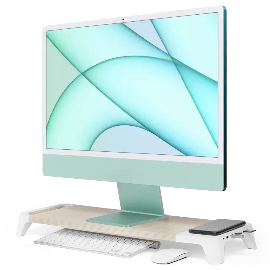 Pout Podstavec pod monitor Laptopl Hub Usb-c 3x Usb microSD Qi