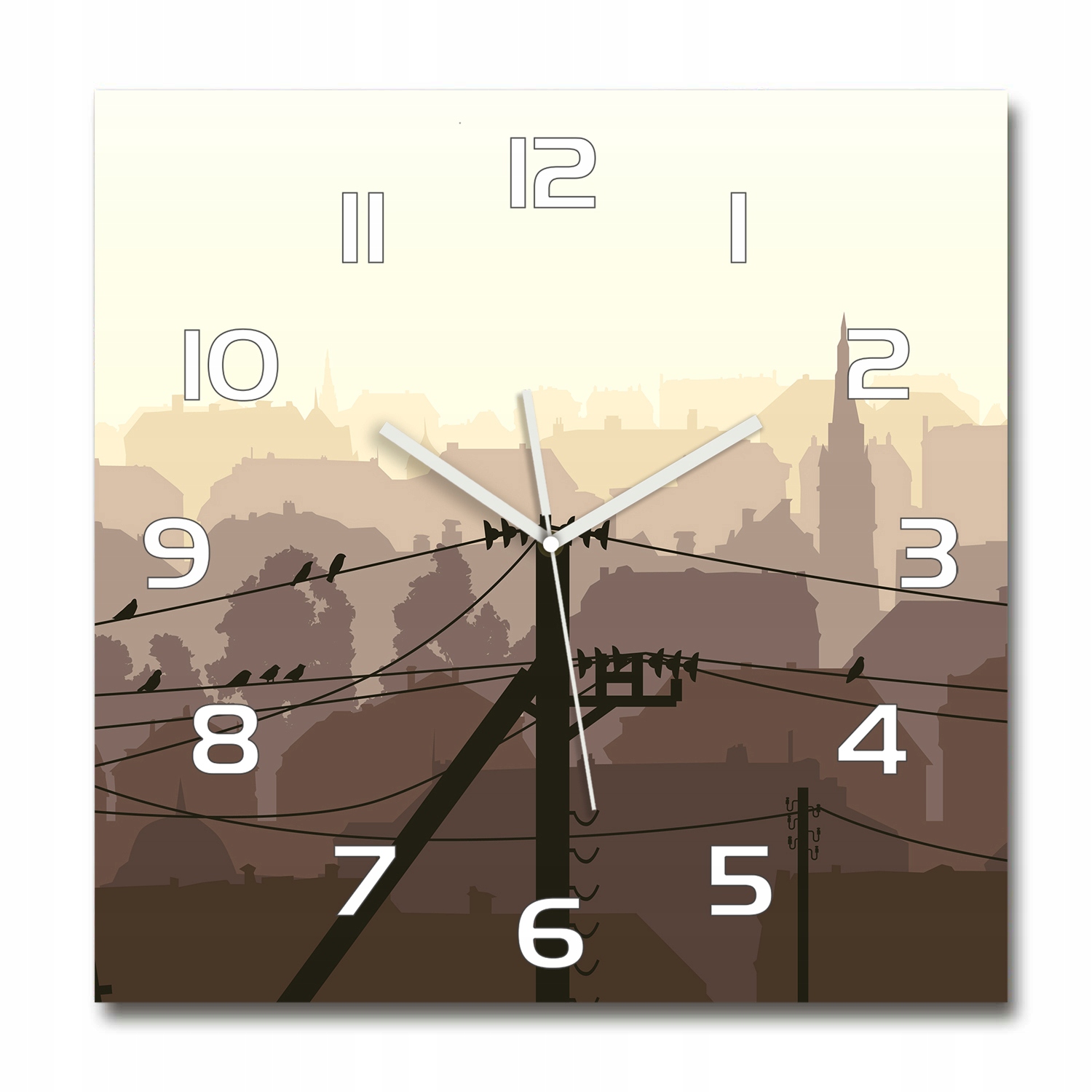 

Cichy szklany zegar Miasto linia napięcia 60x60 cm