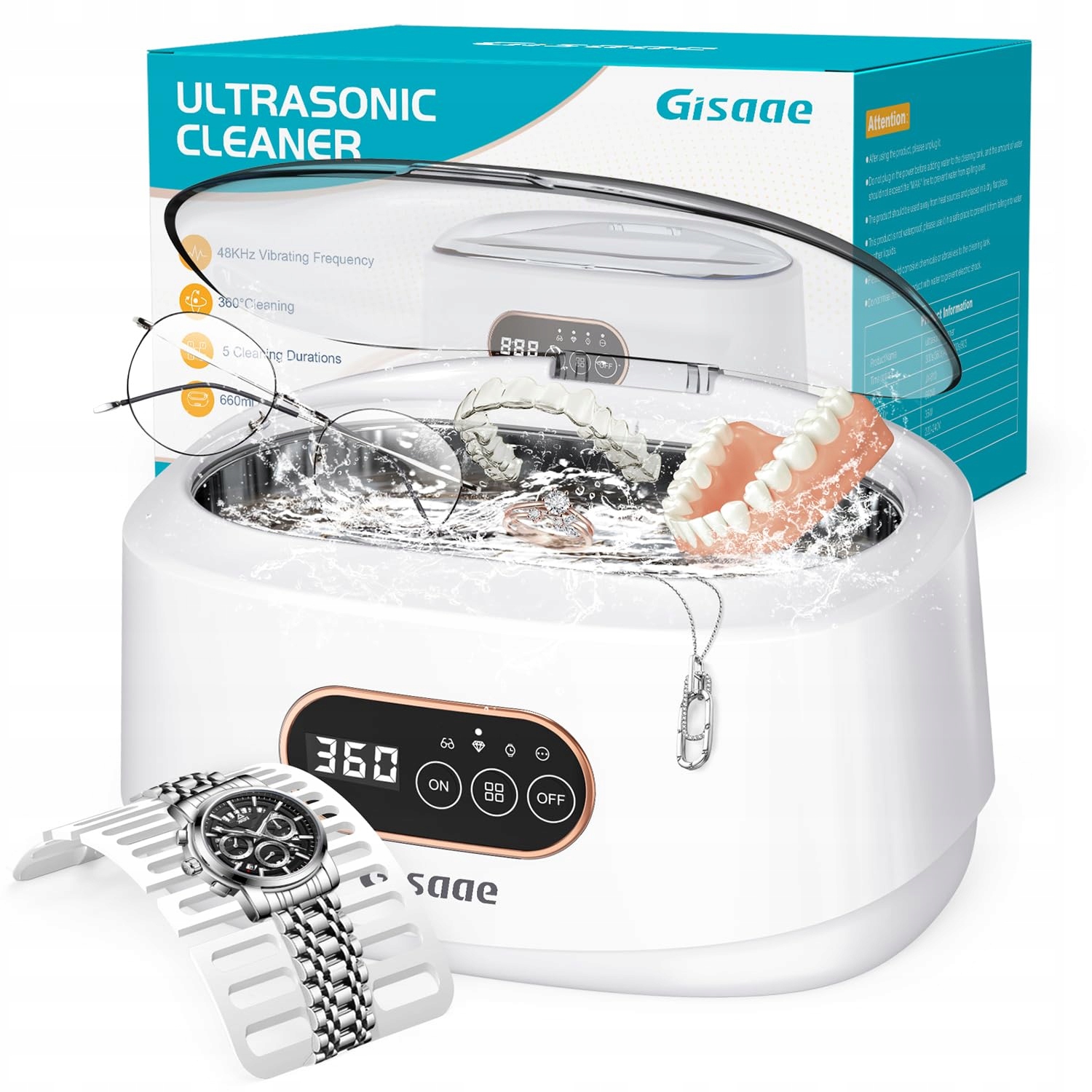 Ultrazvuková čistička 48 kHz pro bižuterní brýle protézy 660 ml silná Led