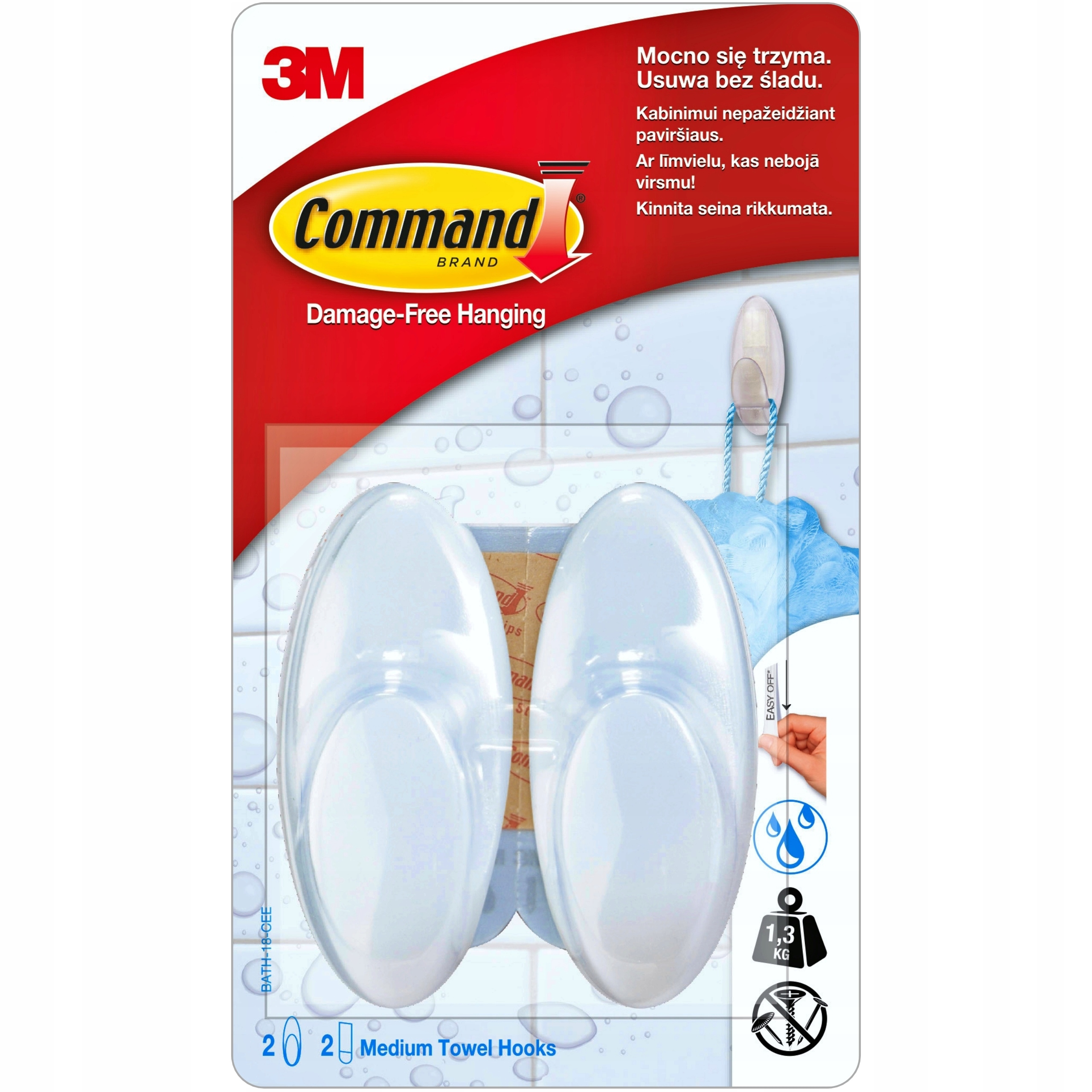 

Command 3M 2 Haki Łazienkowe Średnie 1,3Kg BATH-18