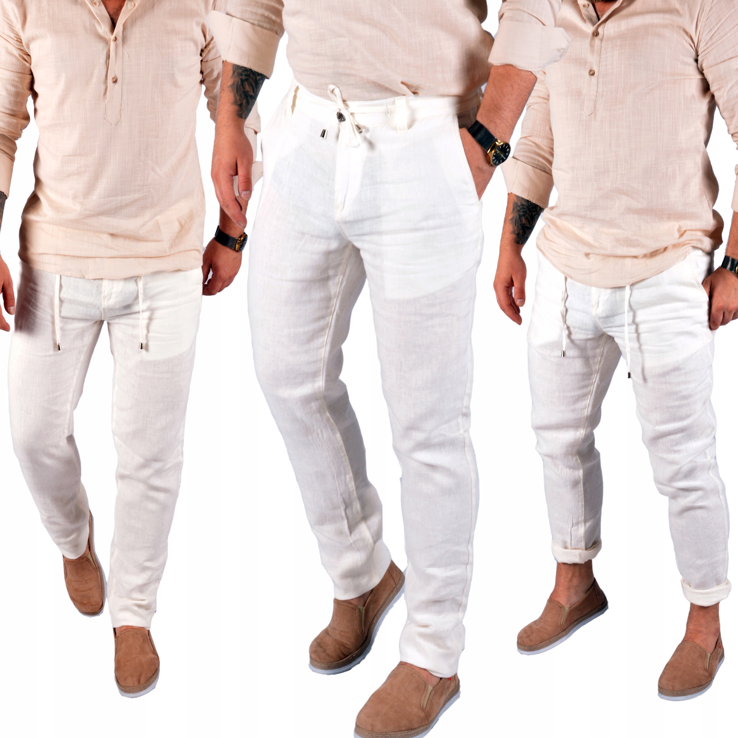 Lněné kalhoty Pánské Mondo Casual Limited Len