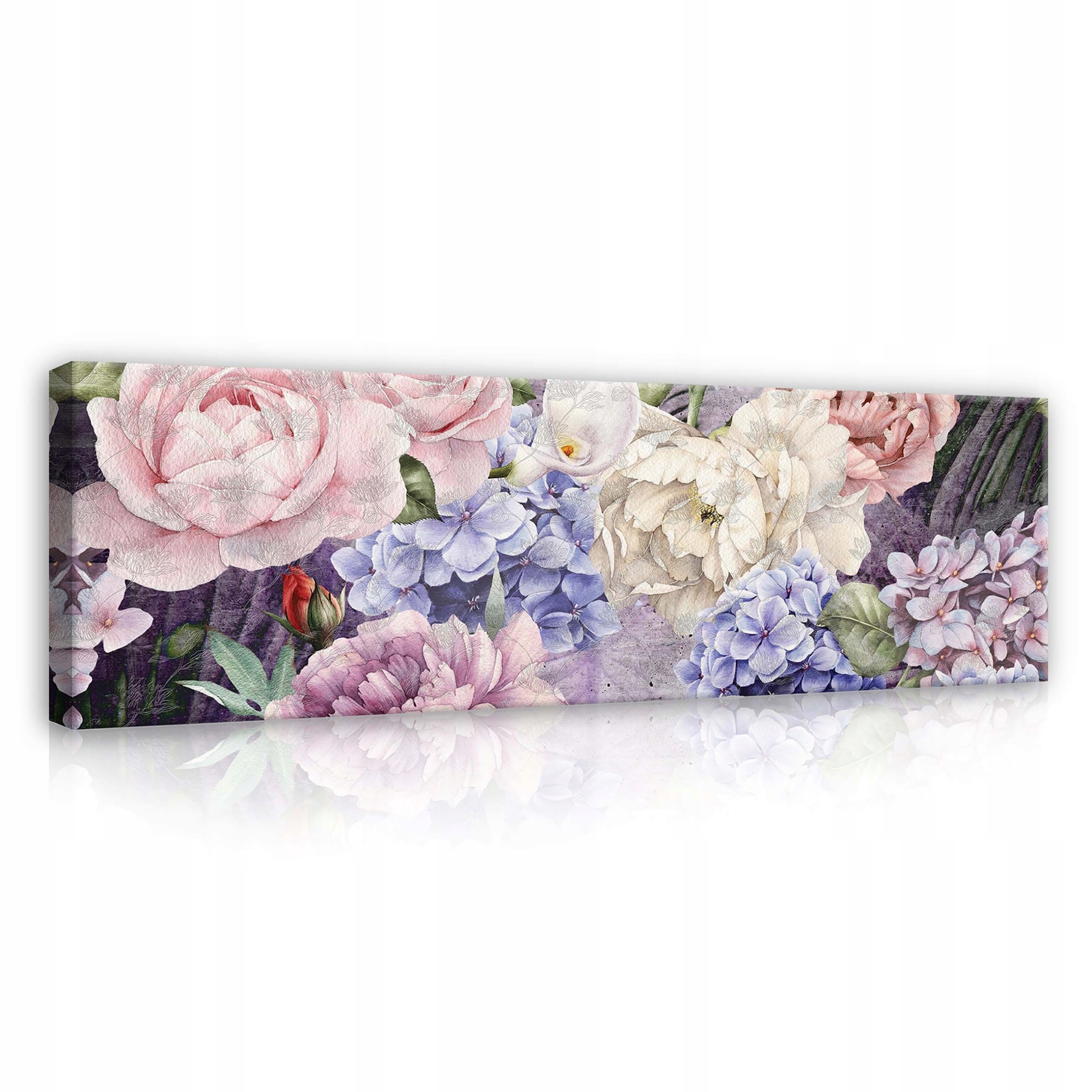 Obraz 145x45 Květiny růže hortenzie pivoňky kytice květinová kompozice