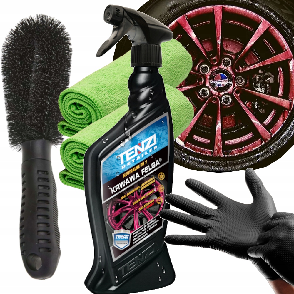 TENZI KRWAWA FELGA ZESTAW ŚRODEK PŁYN + SZCZOTKA DO MYCIA CZYSZCZENIA FELG