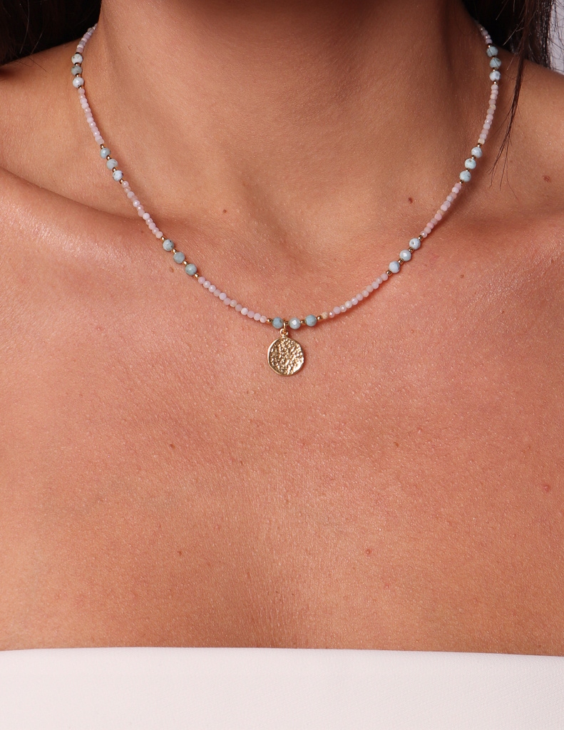 Náhrdelník kámen larimar opál s přívěskem