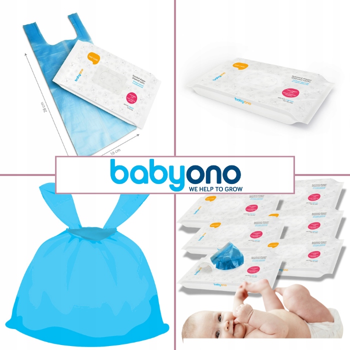 BABYONO ZAPACHOWE WORECZKI NA ZUŻYTE PIELUSZKI PACHNĄCE DELIKATNIE 6x100SZT Stan opakowania oryginalne