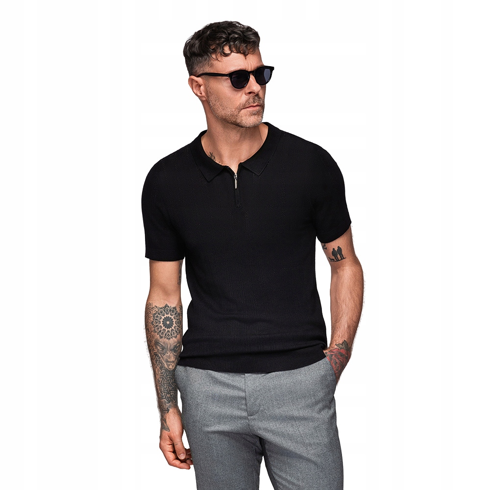 Tričko pánské prodyšné se zipem u krku černé V2 OM-POSS-0158 S