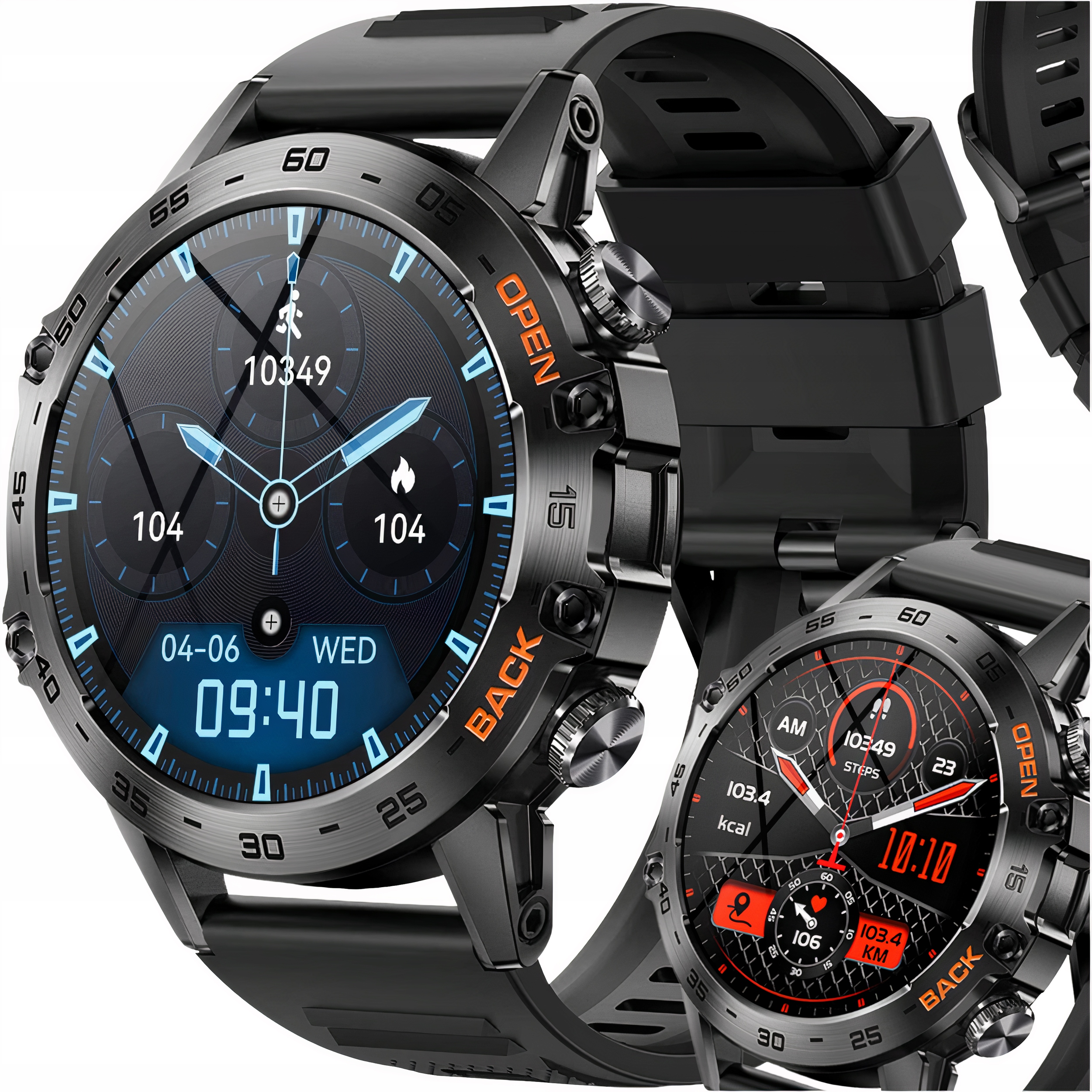 SMARTWATCH ZEGAREK MĘSKI POLSKIE MENU ROZMOWY POWIADOMIENIA SPORT WODOODPOR