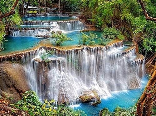 Diamantová Výšivka Diy Ruční Práce Vodopád Krásná Krajina Velikost 100x40 CM