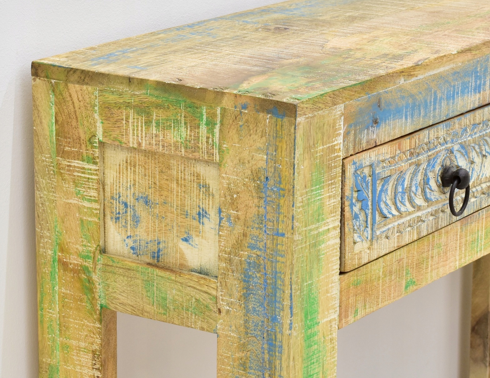 Konsola kolonialna indyjska lite drewno mango przecierana shabby chic Kolor mebla wielokolorowy