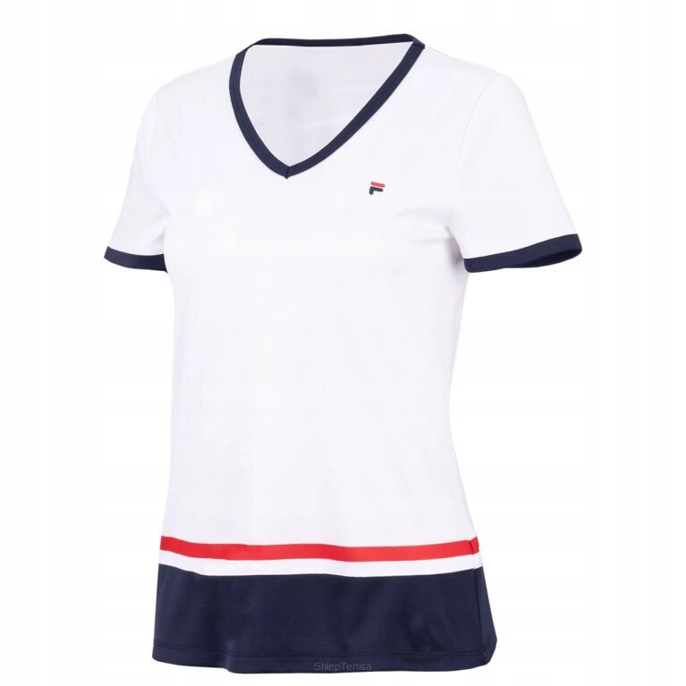Koszulka tenisowa Fila T-shirt Elisabeth biało-granatowa Xs