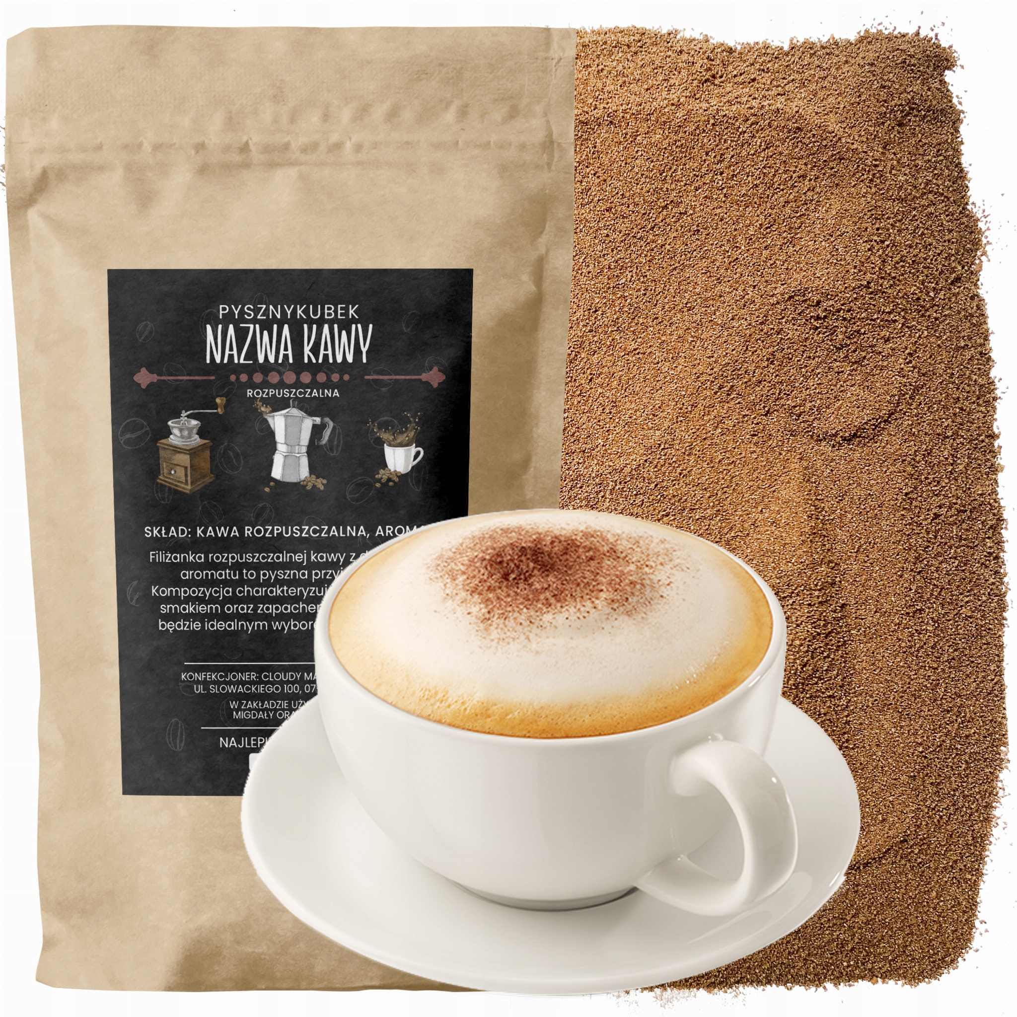 Kawa Rozpuszczalna smakowa Włoskie Cappuccino 1000G aksamitna mleczna