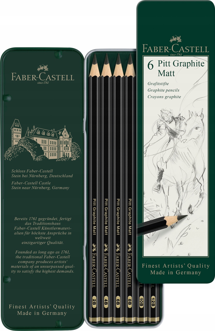 Ołówek Artystyczny Pitt Graphite Matt 6x Op. Metal Marka Faber-castell