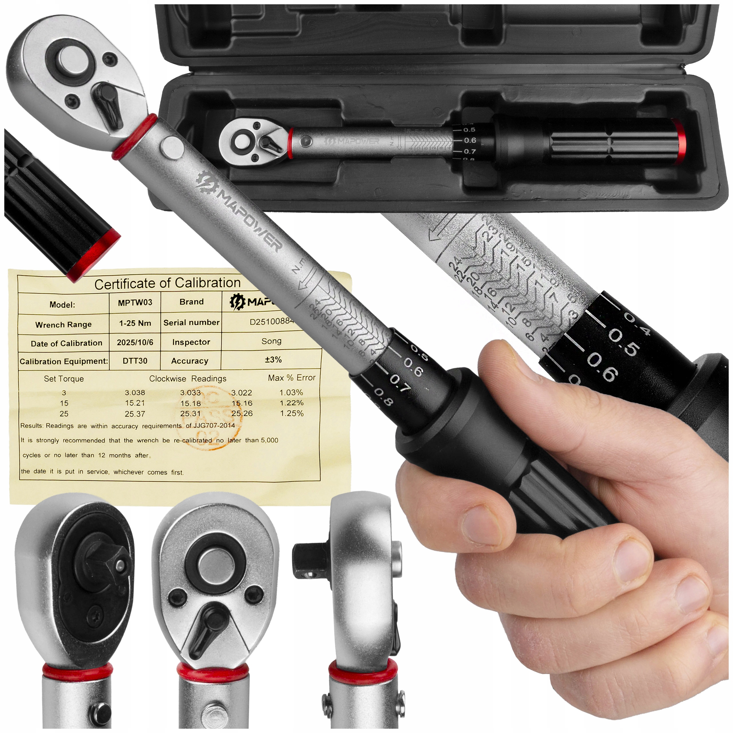 Klucz Dynamometryczny Rowerowy >>dwukierunkowy<< Lewo Prawo 1/4'' 1-25 Nm