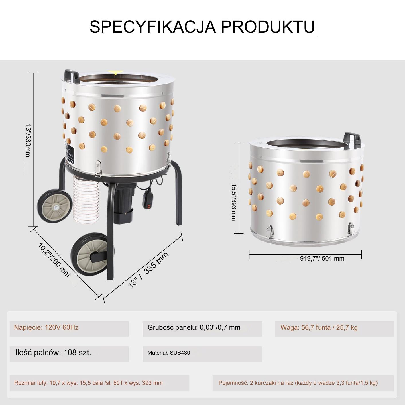 Elektryczna Skubarka do Kurczaków Marka Vevor