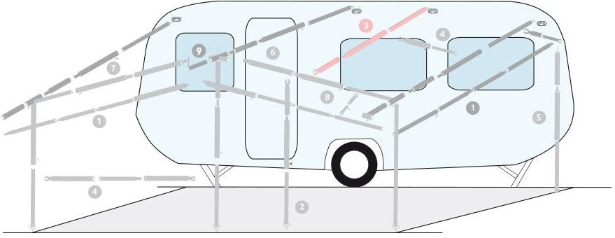 DRĄŻEK RURKA STELAŻA PRZEDSIONKA NAMIOTU 170-260cm Numer katalogowy części 250310