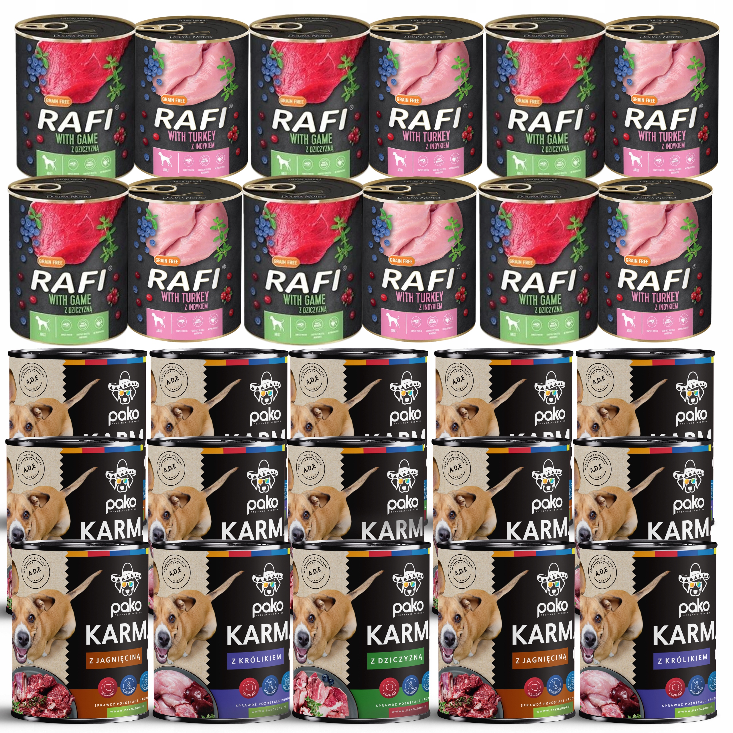 Rafi Pako Dolina Noteci Karma Mokra Dla Psa Puszka MIX Smaków 30 x 800 G