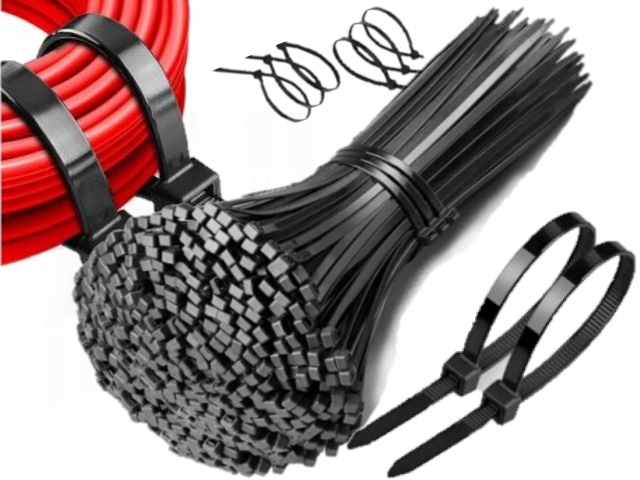 Bardzo Mocne Opaski Zaciskowe 2,5x200mm Czarne Trytytki Kablowe 100 Szt.