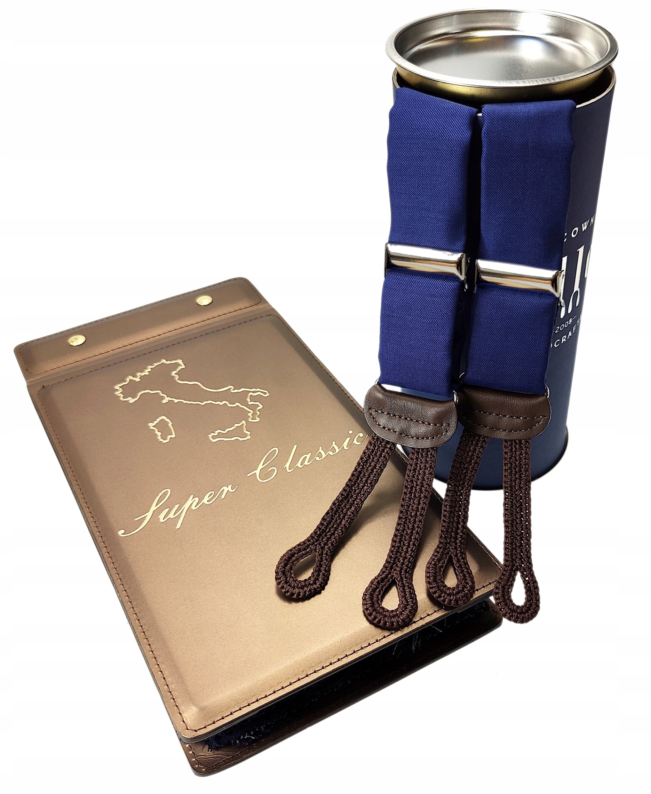 SZELKI DO SPODNI JASNY GRANAT NA GUZIKI WEŁNA 100% Odcień granatowy