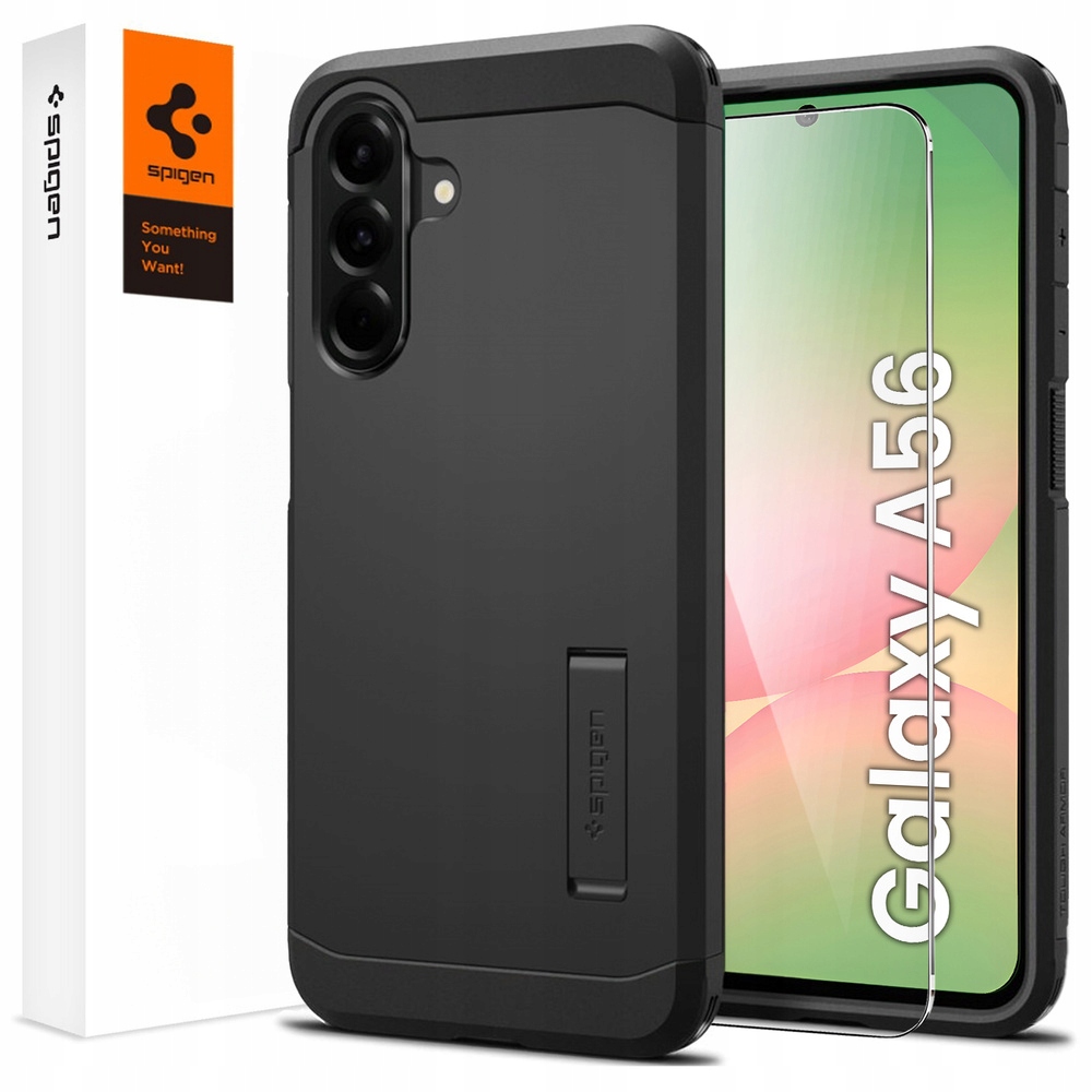 Pouzdro Spigen pro Galaxy A56 5G, odolné pancíř, Kryt 9H Sklo