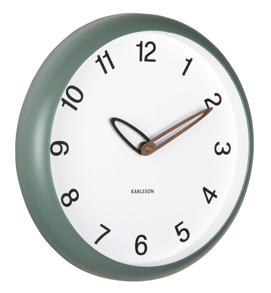 Zelené Kulatý Čitelné Nástěnné Hodiny Karlsson Bella KA6043GR 30 cm