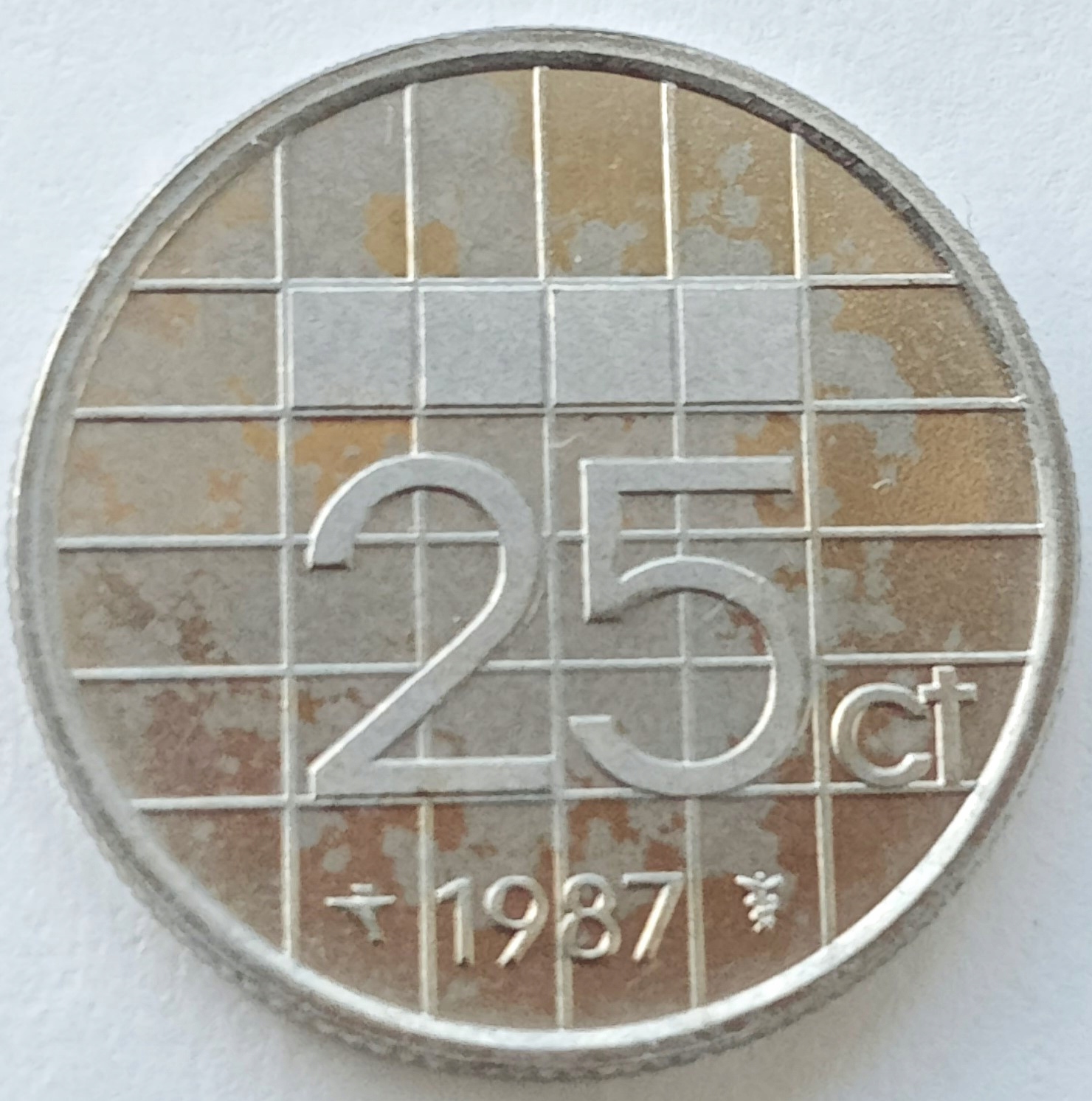 Holandia 25 Cent 1987 Bardzo piękny (VF)