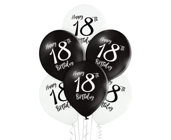 balony 30 cm "18" urodziny 6 szt.  | BN06-579 — 3