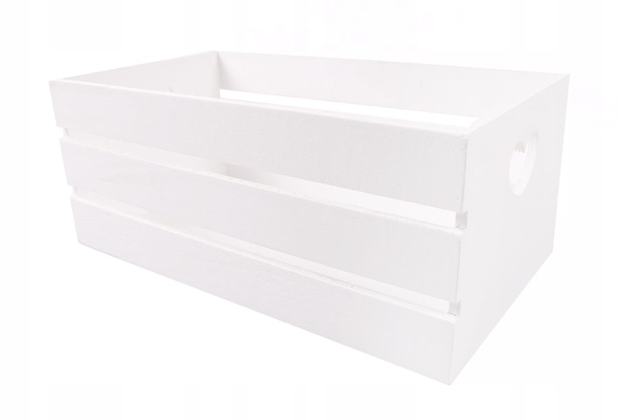 BIAŁA DREWNIANA SKRZYNKA Z WYCIĘTYMI SERCAMI L Kolor biały