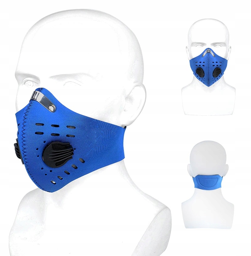 SPORTOWA MASKA ANTYSMOGOWA Z ZAWORAMI I FILTREM Klasa ochronna P1 P2 FFP1 FFP2 N95