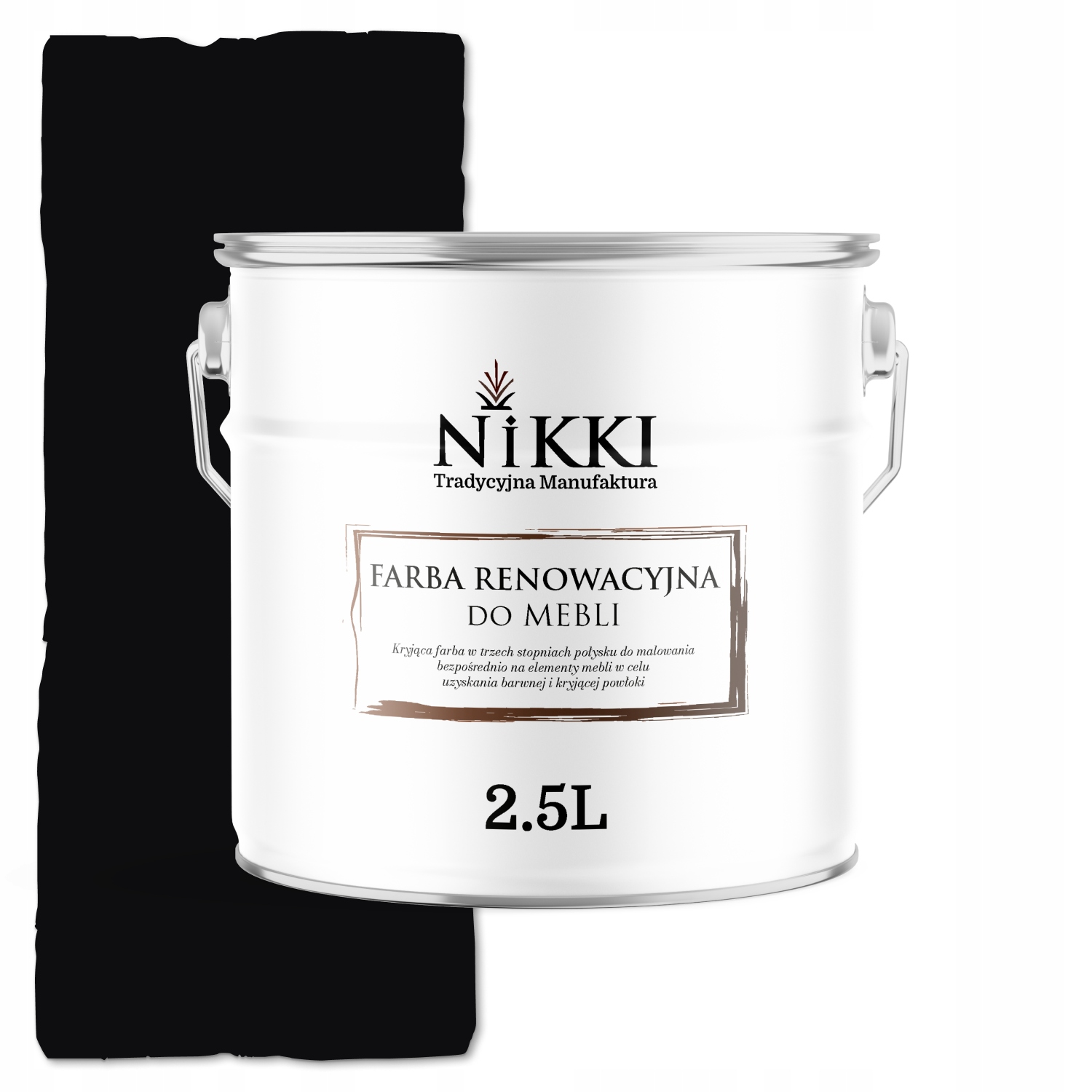 Farba na renováciu nábytku Mdf drevo Ozdobná Odolná 2,5L Mat Čierna RAL9005